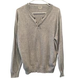 J.Crew Popover Sweater Mens XL Cotton Silk Blend Gray Heathered 1/4 Button Neck